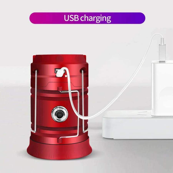 Planet Gates White / Black LED Solar Powered Collapsible Flashlights Portable Lamp LED Rechargeable Hand Lamp Hiking Camping Lantern Light Outdoor Lighting