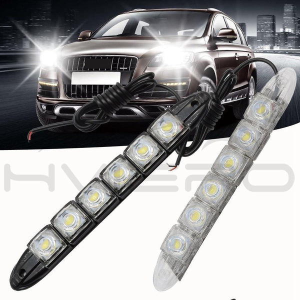 Planet Gates White / Black Shell 2Pcs White Waterproof Bright Flexible Driving Fog Bulb Warning Lamp Car Styling DRL Daytime Running Light 6LED DC 12V Auto Led