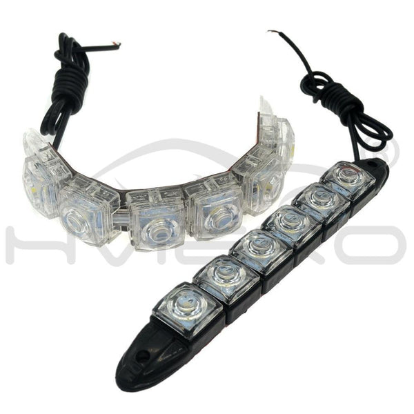 Planet Gates White / Black Shell 2Pcs White Waterproof Bright Flexible Driving Fog Bulb Warning Lamp Car Styling DRL Daytime Running Light 6LED DC 12V Auto Led