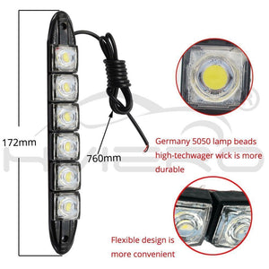 Planet Gates White / Black Shell 2Pcs White Waterproof Bright Flexible Driving Fog Bulb Warning Lamp Car Styling DRL Daytime Running Light 6LED DC 12V Auto Led