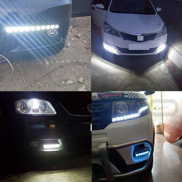 Planet Gates White / Black Shell 2Pcs White Waterproof Bright Flexible Driving Fog Bulb Warning Lamp Car Styling DRL Daytime Running Light 6LED DC 12V Auto Led