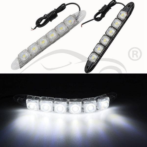 Planet Gates White / Black Shell 2Pcs White Waterproof Bright Flexible Driving Fog Bulb Warning Lamp Car Styling DRL Daytime Running Light 6LED DC 12V Auto Led