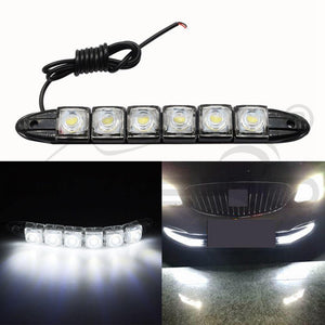 Planet Gates White / Black Shell 2Pcs White Waterproof Bright Flexible Driving Fog Bulb Warning Lamp Car Styling DRL Daytime Running Light 6LED DC 12V Auto Led