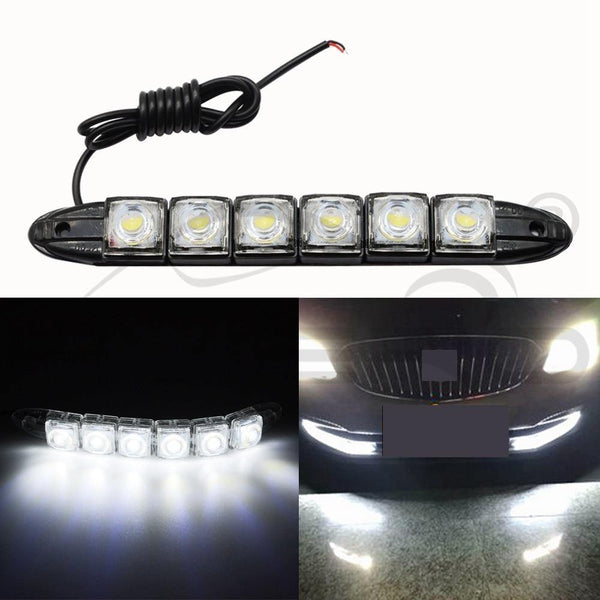 Planet Gates White / Black Shell 2Pcs White Waterproof Bright Flexible Driving Fog Bulb Warning Lamp Car Styling DRL Daytime Running Light 6LED DC 12V Auto Led