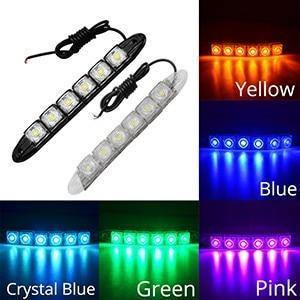 Planet Gates White / Black Shell 2Pcs White Waterproof Bright Flexible Driving Fog Bulb Warning Lamp Car Styling DRL Daytime Running Light 6LED DC 12V Auto Led