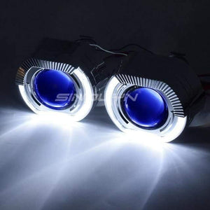 Planet Gates White-Blue / China LED Running Lights Angel Eyes HID Bi xenon Projector Lenses for Headlights H4 H7 Car Retrofit Headlamp Lens Devil Eyes
