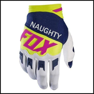 Planet Gates White Blue / L Naughty Fox MX Motocross Racing Gloves Enduro Mountain Bicycle Riding Gloves