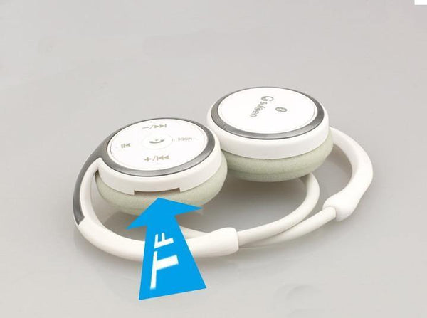 Planet Gates White Bluetooth Headphone Wireless Jaws Support TF Card FM Radio Portable Neckband Wireless Earphones