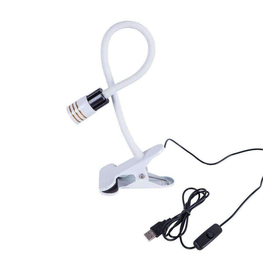 Planet Gates White body / 3W White Flexible 360 degree LED Desk Lamp with Clip 3W LED Reading Lamp USB Power Supply LED table light eye protect book Lamp