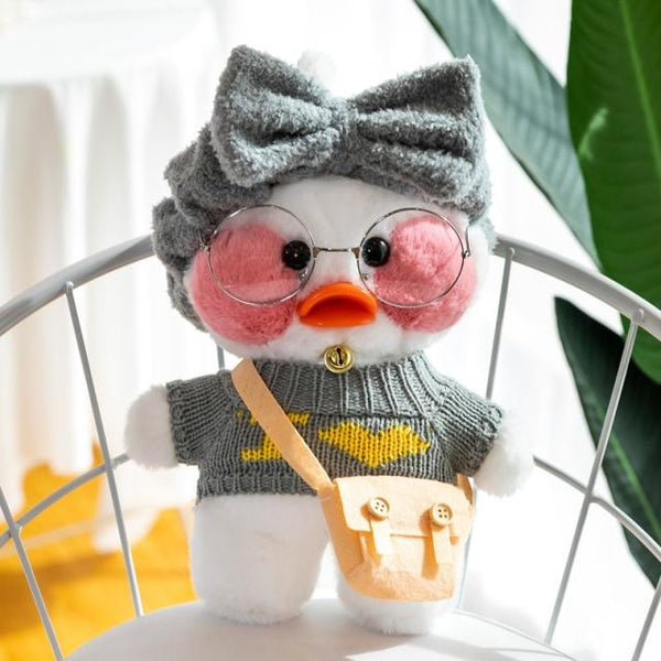Planet Gates white body grey 30cm New Hyaluronic Acid Duck Plush Dolls Cute Animal Ducks Stuffed Doll Toys For Girl Little Yellow Duck With Glasses Kids Gift