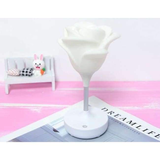 Planet Gates White Body Night Light Gift Mini Rose Lamp Led Bedroom Baby USB Charging Romantic Atmosphere Energy-Saving Desk Lamp White Rose Red Rose