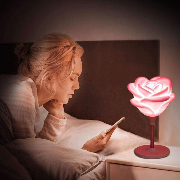 Planet Gates White Body Night Light Gift Mini Rose Lamp Led Bedroom Baby USB Charging Romantic Atmosphere Energy-Saving Desk Lamp White Rose Red Rose