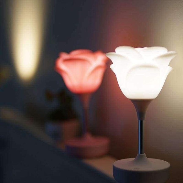 Planet Gates White Body Night Light Gift Mini Rose Lamp Led Bedroom Baby USB Charging Romantic Atmosphere Energy-Saving Desk Lamp White Rose Red Rose