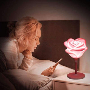 Planet Gates White Body Night Light Gift Mini Rose Lamp Led Bedroom Baby USB Charging Romantic Atmosphere Energy-Saving Desk Lamp White Rose Red Rose