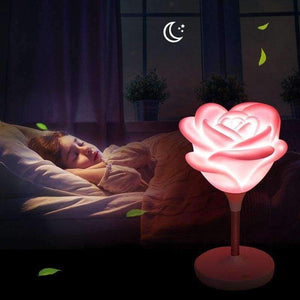 Planet Gates White Body Night Light Gift Mini Rose Lamp Led Bedroom Baby USB Charging Romantic Atmosphere Energy-Saving Desk Lamp White Rose Red Rose