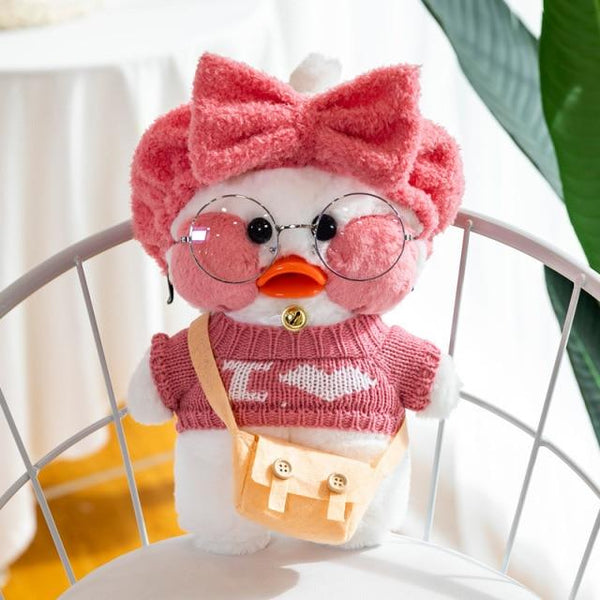 Planet Gates white body pink 30cm New Hyaluronic Acid Duck Plush Dolls Cute Animal Ducks Stuffed Doll Toys For Girl Little Yellow Duck With Glasses Kids Gift