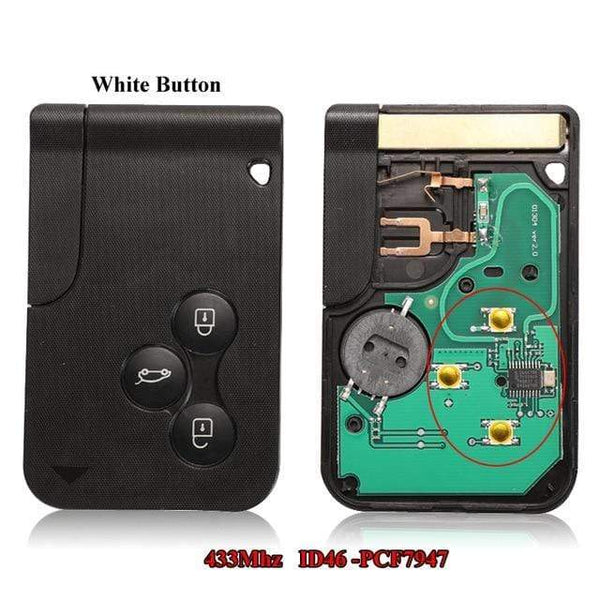 Planet Gates white Button 7947 Smart Key Card for Renault Megane II Scenic II Grand Scenic 2003-2008 433mhz PCF7947 Chip ID46 3 Button Remote PCB Ultrasonic