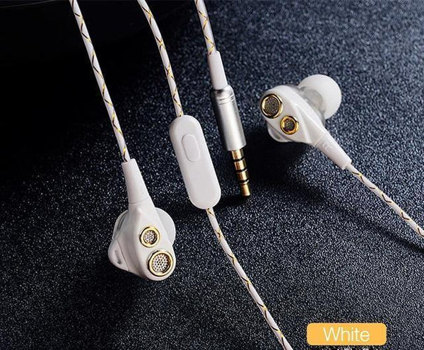 Planet Gates White CAFELE 4D Professional Enthusiast In-Ear Wired Earphone Dual Dynamic Metal Heavy Bass High fidelity Sound Quality Music Earphone