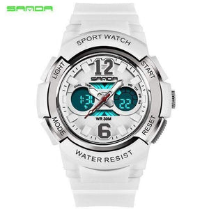 Planet Gates White Children's Watches Outdoor Sports Children Boys and Girls LED Digital Watch Waterproof Children's Sports Watch