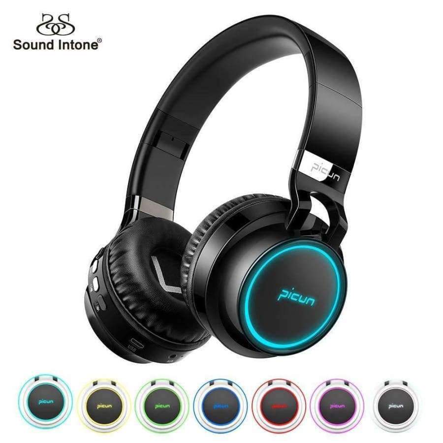 Planet Gates WHITE / China Bluetooth Headphone Bass Wireless Headphones 7 Colors Glow With MIC Support TF Card For Phone Xiaomi iPhone PC