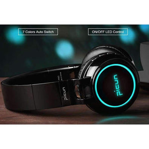 Planet Gates WHITE / China Bluetooth Headphone Bass Wireless Headphones 7 Colors Glow With MIC Support TF Card For Phone Xiaomi iPhone PC