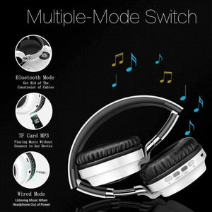 Planet Gates WHITE / China Bluetooth Headphone Bass Wireless Headphones 7 Colors Glow With MIC Support TF Card For Phone Xiaomi iPhone PC