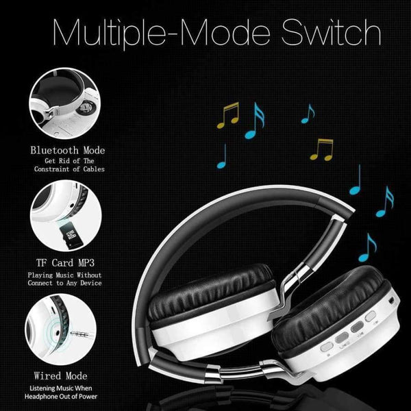 Planet Gates WHITE / China Bluetooth Headphone Bass Wireless Headphones 7 Colors Glow With MIC Support TF Card For Phone Xiaomi iPhone PC