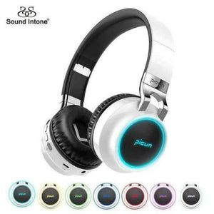 Planet Gates WHITE / China Bluetooth Headphone Bass Wireless Headphones 7 Colors Glow With MIC Support TF Card For Phone Xiaomi iPhone PC