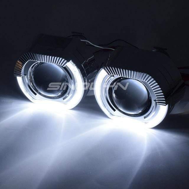 Planet Gates LED Running Lights Angel Eyes HID Bi xenon Projector Lenses for Headlights H4 H7 Car Retrofit Headlamp Lens Devil Eyes
