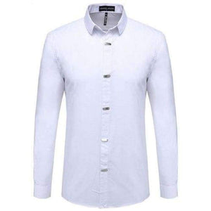 Planet Gates White / China M 50kgto55kg VISADA JAUNA Men's Shirts 2017 Autumn New Arrival British Style Casual Long Sleeve Solid Male Business Slim Fit Shirt 4XL N511