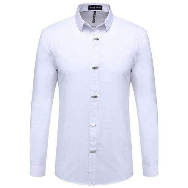 Planet Gates White / China M 50kgto55kg VISADA JAUNA Men's Shirts 2017 Autumn New Arrival British Style Casual Long Sleeve Solid Male Business Slim Fit Shirt 4XL N511