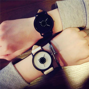 Planet Gates White / China Watches Men Women Quartz Clock New Design Unique Lovers' Wrist Watch Casual Black White Watch Leather Band