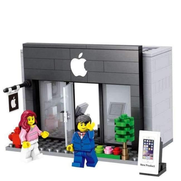 Planet Gates White City Series Mini Street Model Store Shop with McDonald`s Coffee Apple house Building Blocks Toys Hotsale Compatible