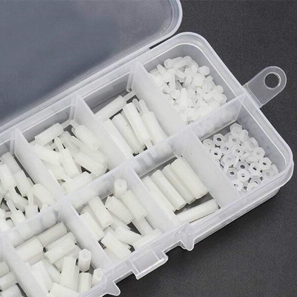 300pcs M3NH1 M3 Nylon Screw White/Black Hex Nylon Standoff Spacer Column Flat Head Nylon Plastic Spacing Screws Nuts