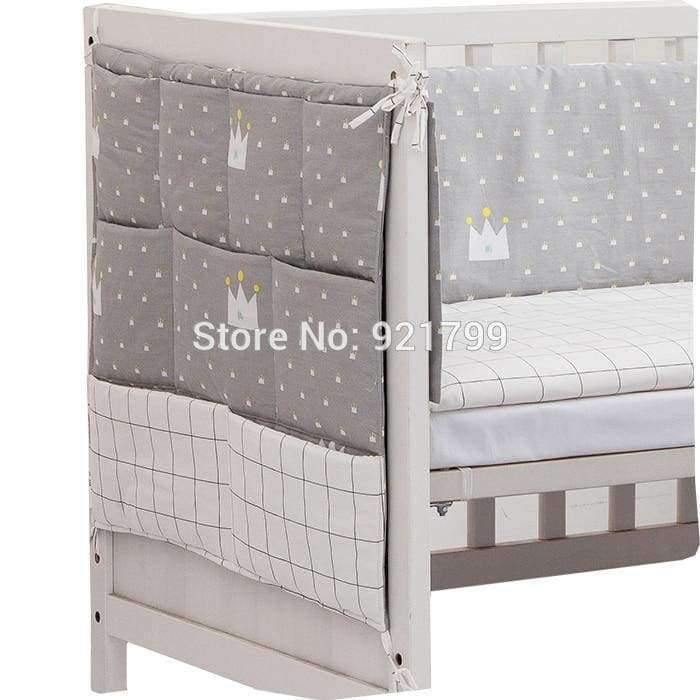 Planet Gates White Cotton Grey Baby Bed Hanging Storage Bag Newborn Crib Organizer Toy Diaper Pocket for Babies Bedding Set 50*60CM