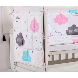 Planet Gates White Cotton Grey Baby Bed Hanging Storage Bag Newborn Crib Organizer Toy Diaper Pocket for Babies Bedding Set 50*60CM