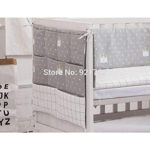 Planet Gates White Cotton Grey Baby Bed Hanging Storage Bag Newborn Crib Organizer Toy Diaper Pocket for Babies Bedding Set 50*60CM