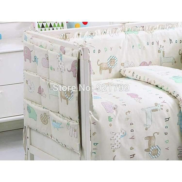 Planet Gates White Cotton Grey Baby Bed Hanging Storage Bag Newborn Crib Organizer Toy Diaper Pocket for Babies Bedding Set 50*60CM