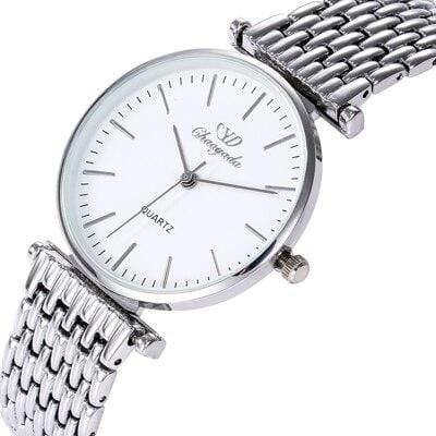 Planet Gates WHITE Couples lovers stainless steel quartz wristwatches office ladies gentleman dress simple business bracelet watch