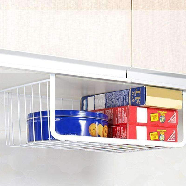 Planet Gates White Cupboard Hanging Under Shelf Storage Iron Mesh Basket Cabinet Door Organizer Rack Closet Holders Storage Basket Rack Organizer
