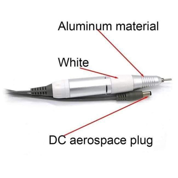 Planet Gates White-DC-A Nail Drill Handle Handpiece For Electric Nail Art Manicure + Pedicure Drill Machine Accessory Tool DC 3V-DC 18V 1A