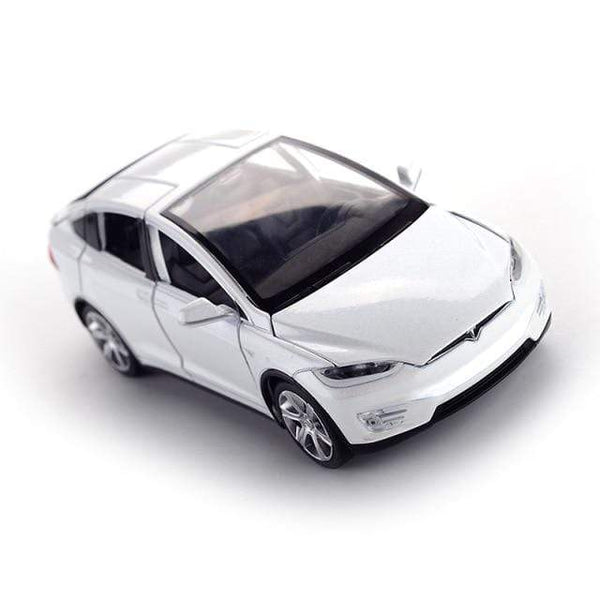 Planet Gates white Diecast Model Cars 1:32 Alloy Tesla MODEL X Miniature Scale Metal Vehicles for Children Collection Boys Gifts Christmas Toy