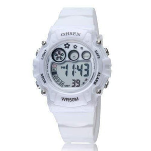 Planet Gates White Digital Watch Sport Watch Boys Girls Children Alarm Date LED Back Light Chronograph Wristwatch Xmas Gifts for Kids
