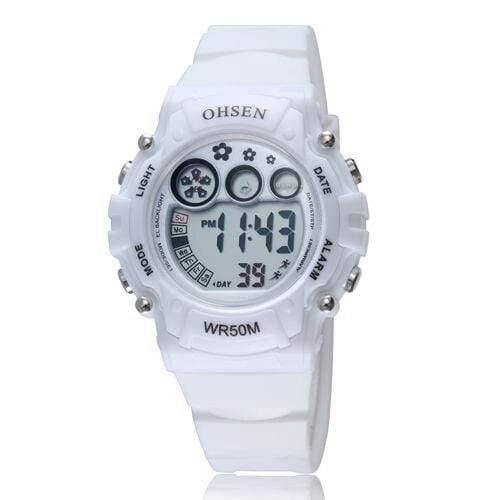 Planet Gates White Digital Watch Sport Watch Boys Girls Children Alarm Date LED Back Light Chronograph Wristwatch Xmas Gifts for Kids