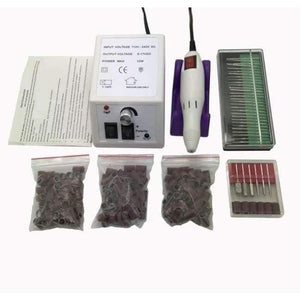 Planet Gates WHITE Electric Nail Art Drill Machine Manicure Pedicure Pen Tool Set Kit+30pcs nail drill bit+150pcs sanding bands