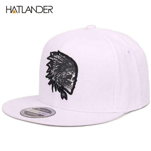 Planet Gates White Embroidery Skull baseball caps hats hip hop snapbacks flat brim bones gorra sports snapback caps for men women unisex