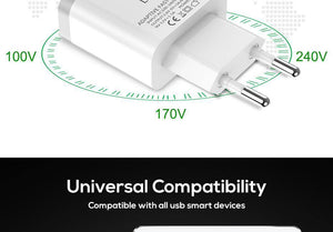 Planet Gates White EU Charger TOPK 18W Quick Charge 3.0 Fast Mobile Phone Charger EU Plug Wall USB Charger Adapter for Samsung Galaxy S8/S8+ Xiaomi Huawei