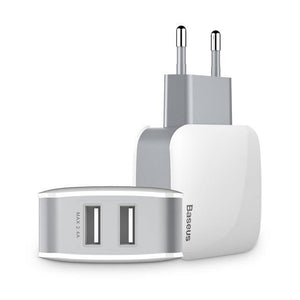 Planet Gates White / EU Plug Baseus Dual USB Charger For iPhone Xs Max X Fast Charging Wall Charger For Samsung S9 Xiaomi Mix 3 Mobile Phone Charger Adapter