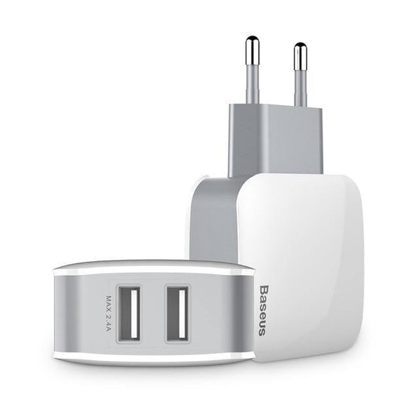 Planet Gates White / EU Plug Baseus Dual USB Charger For iPhone Xs Max X Fast Charging Wall Charger For Samsung S9 Xiaomi Mix 3 Mobile Phone Charger Adapter