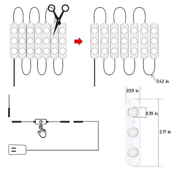 Planet Gates white EU plug LumiParty LED Mirror Light with Touch Switch Brightness Dimmer for Cabinet Closet Kitchen Counter Decoration 12V 20W SMD5730
